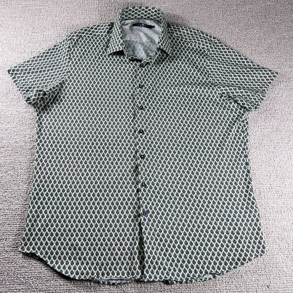 Stone Rose Tree Pattern Button Up Short Sleeve Sh… - image 1